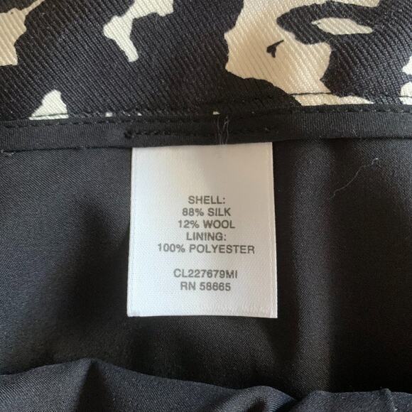 CLASSIQUES ENRIER | Women’s Silk Wool Blend Pencil Skirt Black White Size 12 - Picture 3 of 6